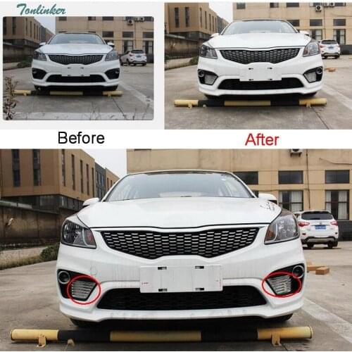 Tonlinker Cover case sticker for KIA K2 RIO 2017-18 Car styling 2 pcs ABS Chrome front/rear fog light decoration cover stickers