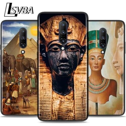 Black Silicone Case Egypt Nefertiti Anubis Ankh For OnePlus 5 5T 6 6T 7 7T 8 8Pro Super Bright Glossy Phone Case Cover