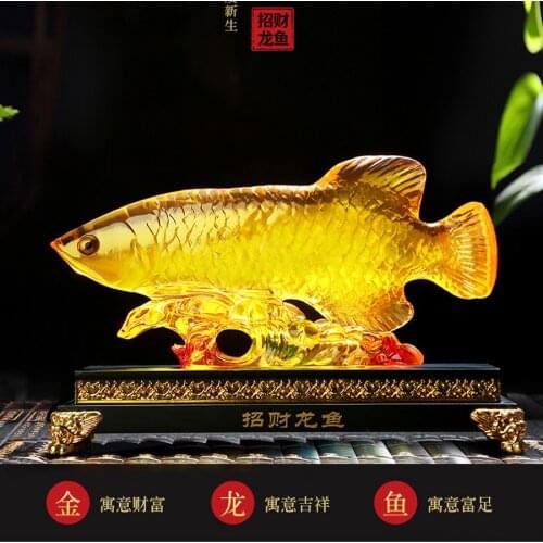 2021 Good luck FENG SHUI decorative statue HOME OFFICE company SHOP store Efficacious Talisman Money Drawing Arowana Golden Fish