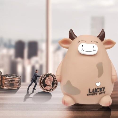 Piggy Bank Lovely Cow Cash Coin Can Money Bank Box for Kids Boys Girls 2021 Chinese New Year Gift Party Home Decor 6.5x6.7x8in
