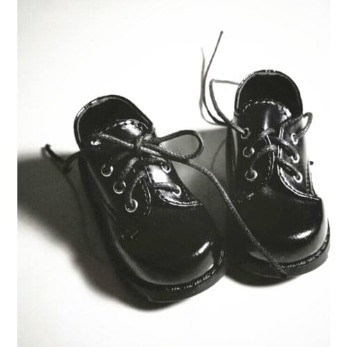 Fashion Doll Shoes for Boys,PU Leather Black Shoes for Dolls Accessories,Mini Doll Boots for 1/4 1/3 SD BJD Dolls One Pair