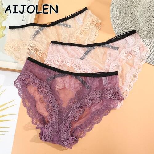 AIJOLEN Summer Lace Panties Womens Thin Section Hollow Transparent Underpants Sexy Sweet Briefs Temptation Hot Underwear