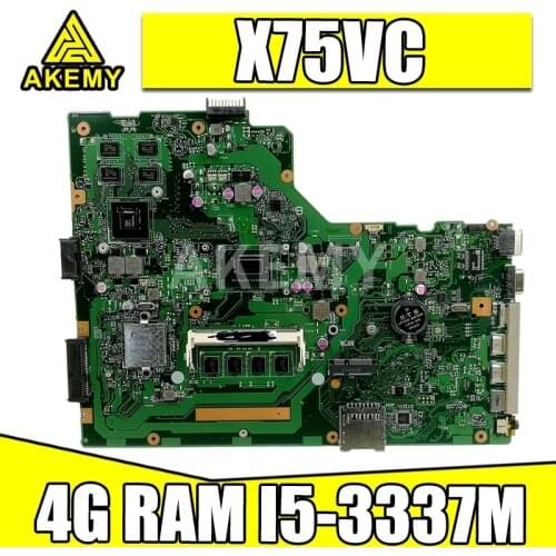 Akemy X75VC Laptop Motherboard for ASUS X75VB X75VD X75VC X75VCP X75VD1 X75V Mainboard GT720M 4GB-RAM I5-3337M/I5-3317M