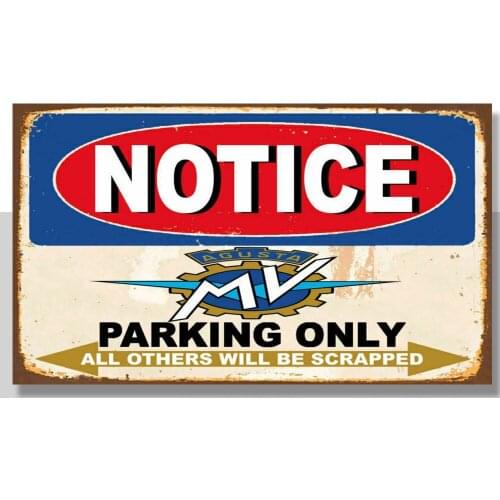 MV AGUSTA MOTORCYCLES PARKING METAL TIN SIGN POSTER WALL PLAQUE