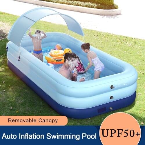 Inflatable Swimming Pool Sunshade Inflatable Pool Float Raft Removable Canopy Pool Accessories for Outdoor Backyard Water Party