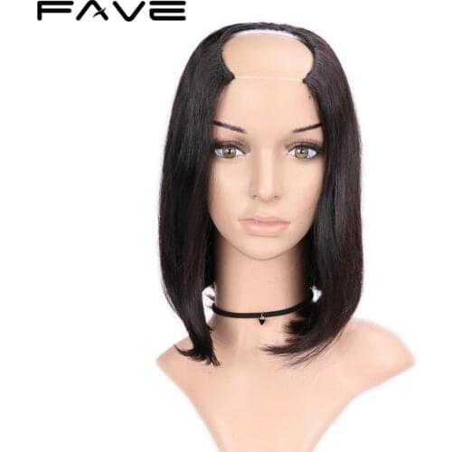 FAVE Hair U Part Short Bob Straight Human Hair Wigs Healthy and Thick Fashion Style Brazilian Wig For Women Free Shipping