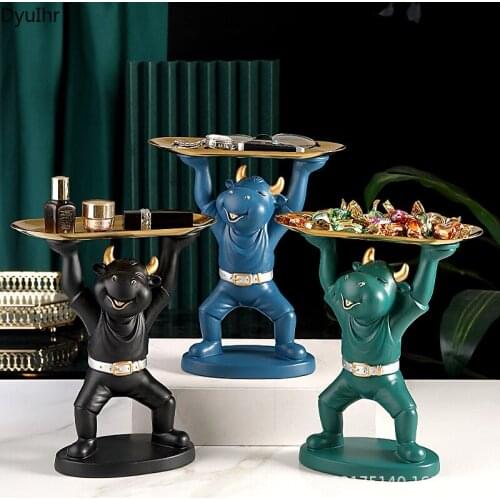 Creative Abstract Animal Cattle Storage Tray Resin Crafts Housewarming Gift Desk Home Entrance Key Living Room Storage Tray