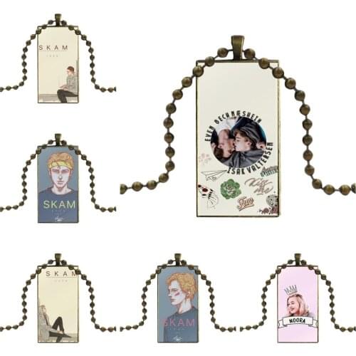 Glass Cabochon Pendant Necklace Rectangle Fashion Necklace For Kids Beads Nice Norwegian Tv Gay Drama Skam