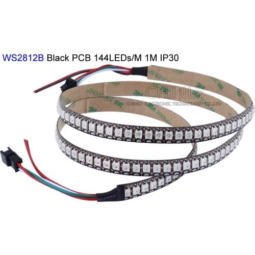 WS2812B LED DC5V LED Pixels Strip Lighting High quality Decorative Home Hotel Black FPC IP30 Non-waterproof 144 LEDs Lighting