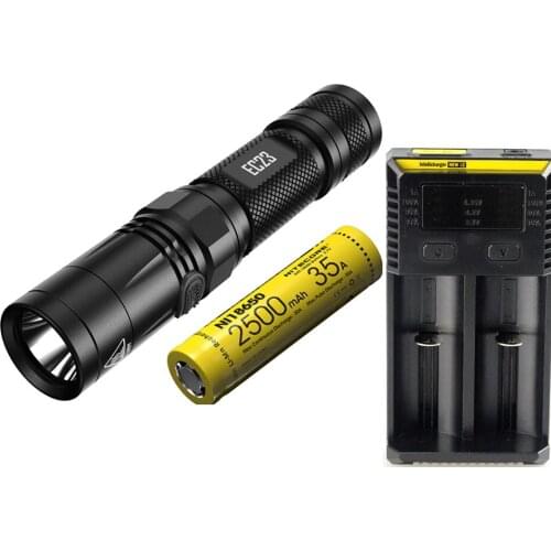 LED Flashlight NITECORE EC23 CREE XHP34 HD E2 max. 1800 lumen beam distance 255 meter + IMR18650 2500mAh 35A Battery smart torch
