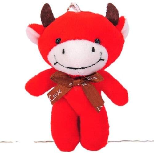Year of the Ox mascot Red calf plush pendant toy doll birthday gift key chain bag accessory quality super good