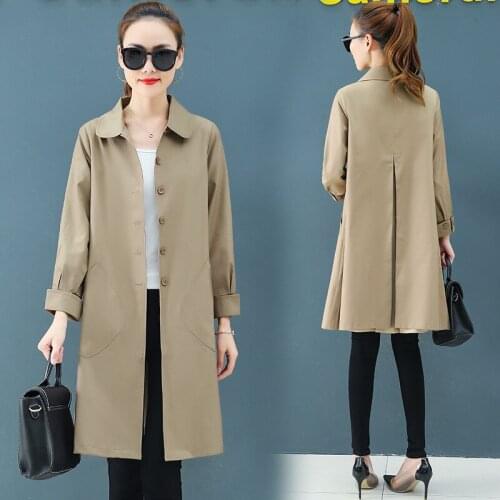 Trench Coat Women 2020 New Autumn Fashion Loose Thin Long Trench Office Lady Windbreaker Business Outerwear Female Tops