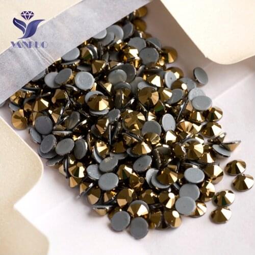 YANRUO 2058HF SS6-SS30 Aurum Glass Stones Strass Applique Hot Fix Rhinestone Flatback Iron On Crystal