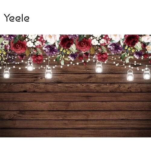 Yeele Wooden Board Plank Backdrop Flowers Lights Photocall Birthday Weeding Background Photographic Photography For Photo Studio
