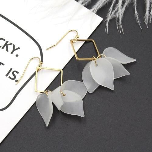 New Fashion Bohemian Drop Earrings White Leaf Blue Stone Dangle Earrings For Women Pendientes Brincos Summer Style