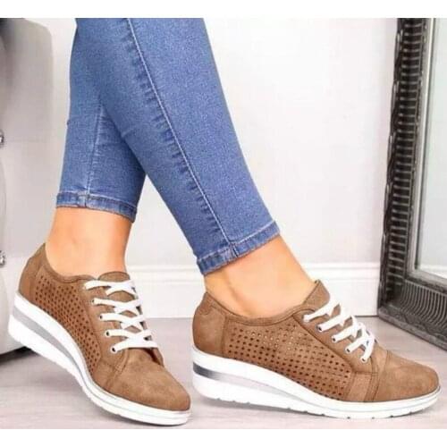 2020 Women Wedge Shoes Autumn Casual Sneakers Breathable Mesh Platform Sports Walking Shoes Womens Zapatillas Mujer