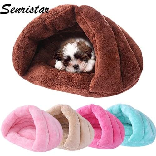 Winter Soft Polar Fleece Dog Bed For Small Medium Dog House Puppy Kitten Cat Warm Sleeping Bag Nest Cave Bed Pet Kennel