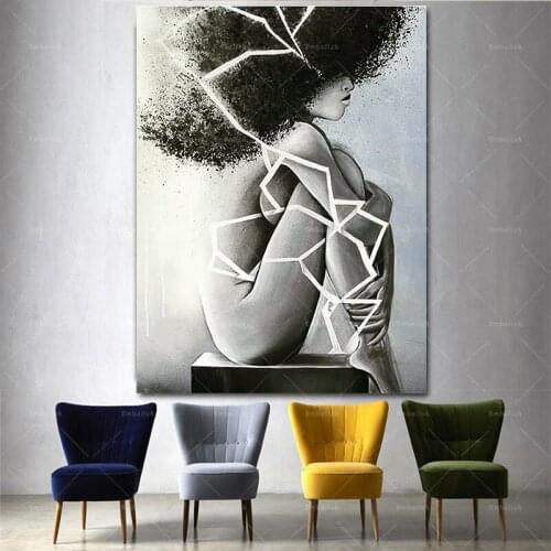1 Pieces Hot Black And White Nude Woman Portrait Wall Art Pictures For Living Room HD Spray On Canvas Oil Paintings Home Decor