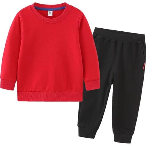 ZWF1185 Kids Childrens Baby Suit 2Pcs/Set Kids Suit Solid T-Shirt+Pants Set For Boys Fashion Style Good Quality Cotton 3-14 Age