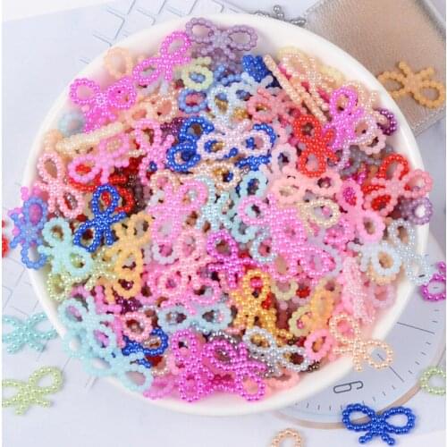 200pcs/lot ABS Pearls bow bead For Wedding Arts Crafts Scrapbook Decoration Handmade Jewelr Loose Beads Garments Accessories