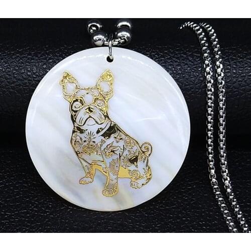 2021 Fashion Bull Terrier Shell Stainless Steel Necklace Chain Women Gold Color Long Big Necklace Jewelry collar mujer N2009S03