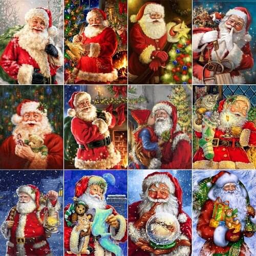 5D Diamond Painting Santa Claus New Product Mosaic Full Circle Diamond Inlaid Cartoon Decoration Craft Kit Christmas Gift