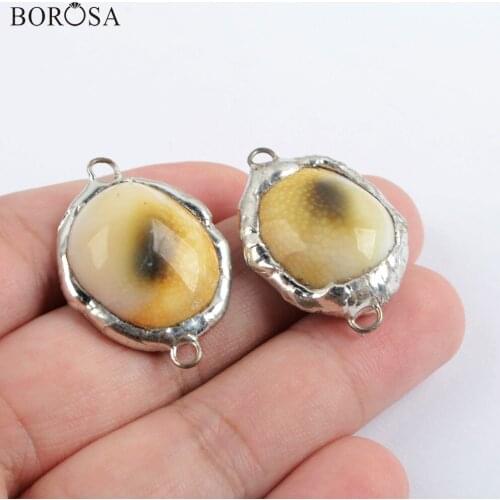 BOROSA Natural Conch Shell Stone Connector for Bracelets Snails Shape Animal Pendants Fit Necklace Women Shell Jewelry WX1570
