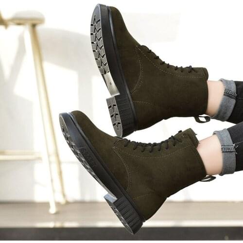 Women Shoes Ankle Boots Suede Leather Women Flat Platform Short Booties Fashion PU Leather Female Autumn Winter Boots