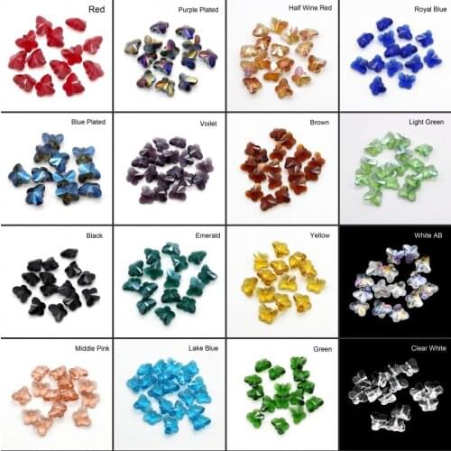 Wholesale 11x14mm Czech Faceted Crystal Beads 10pcs/lot Bicone Cute Butterfly Shape Glass DIY Beads for Jewelry Pendant Making