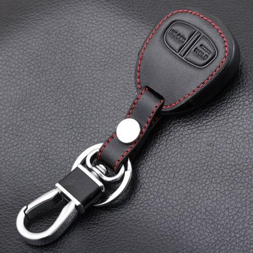 Genuine Leather Car Key Case Fob Cover For Mitsubishi outlander ASX colt LANCER Grandis Pajero Sport Keychain