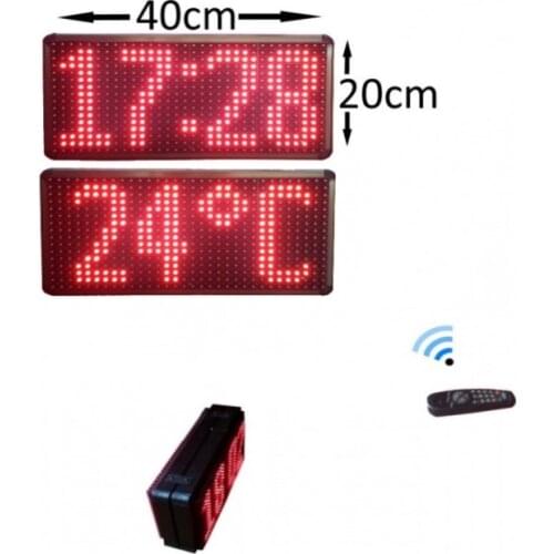 Two Sided Digital Led Clock and Thermometer, Case Size: 20cm x 40cm, Digit Height: 15cm
