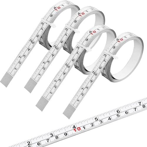 HLZS-4 Pieces Self-Adhesive Measuring Tape,Steel Ruler Tape Label,Metal Sticky Ruler Left or Right Read for Measuring,40 Inch