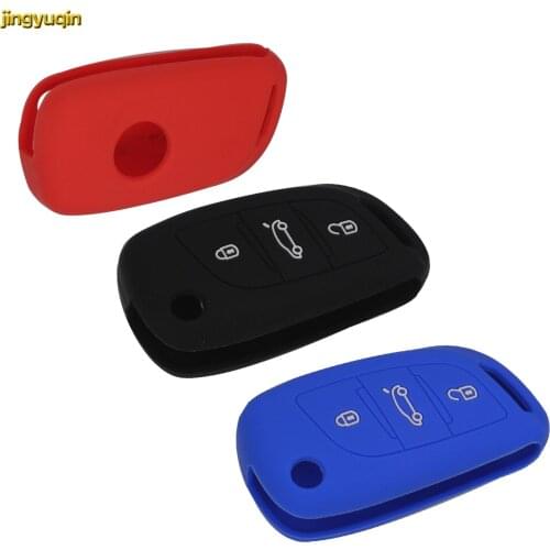 Jingyuqin 10pcs Entry Folding Remote Car Key Silicone Cover Case for Citroen DS3 DS4 DS5 DS6 Flip Key Case 3 Buttons FOB Styling