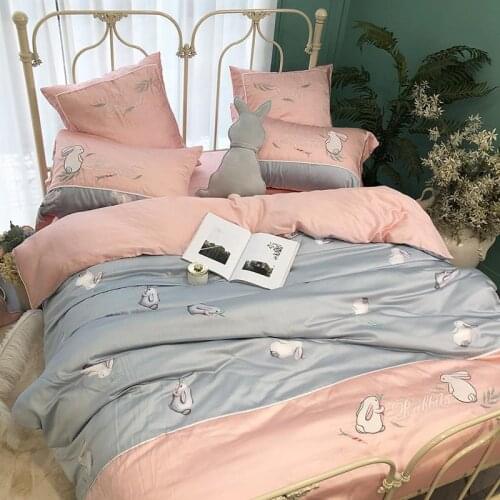 43 Dogs Rabbit Cute Bedding Sets Queen King Size Duvet Cover Sets Girls Gift Animal 100% Tencel Bamboo Ultra Soft Bed sheet set