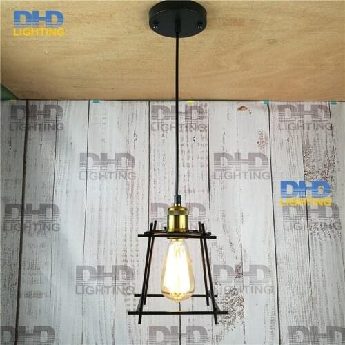 Loft Industrial Pendant Lights Vintage RH Edison Lamp E27 110 220V small cage hanging lamp For Home Decor Restaurant Luminarias