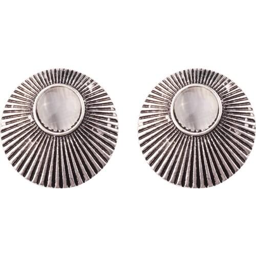 LUBOV 2 Styles Earrings Fashion Vintage Retro Alloy Inlaid Opal Earring Gold Silver Color Metal Stud Earring Women Party Jewelry