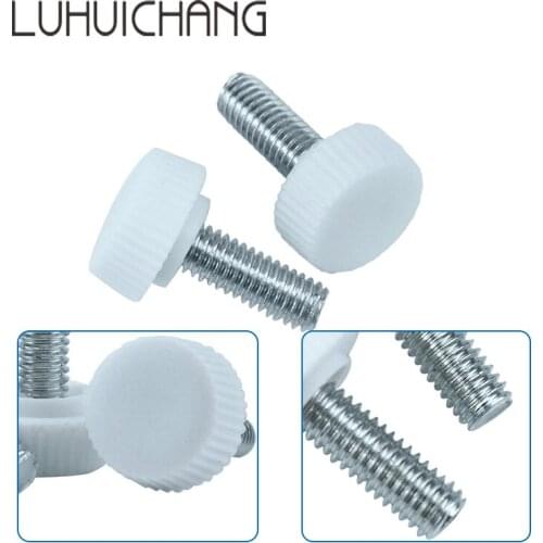 Luhuichang Free Shipping 50pcs M3 M4 14# White Plastic Tighten Thumb Screw Knurled Knoba Djusting Hand Screw Head diameter 14mm