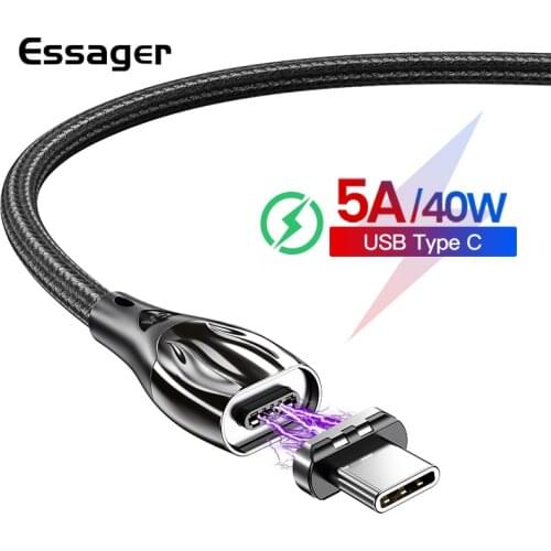 Essager Magnetic USB Type C Cable 5A Fast Charging Type-C Cord Magnet Charger For Huawei P30 P20 Mate 30 Xiaomi mi 10 USBC Cable