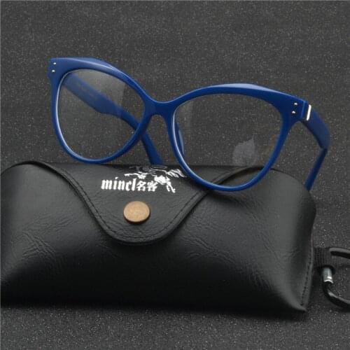 MINCL/ Fashion Women Glasses Frame Men Eyeglasses Frame Vintage Round Clear Lens Cat Glasses Female Eyewear NX