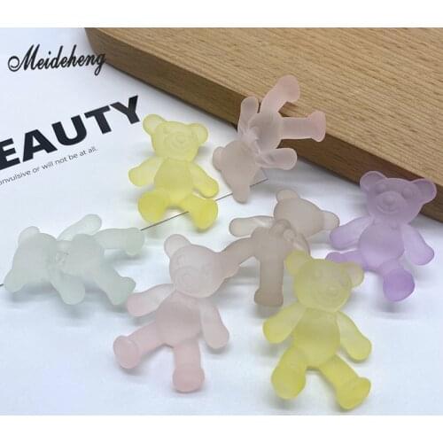 Fashion Acrylic Cute Bear rubber Beads for Jewelry DIY Making Translucent Back hole simple DIY With Leather Band Accessories