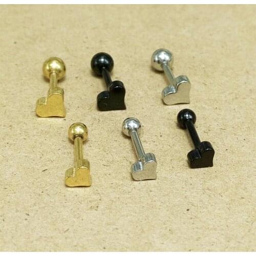 Fashion Like Heart Earrings Color Gold Black Stainless Steel Small Heart Stud Earrings Brincos Piercing Jewelry For Men Women