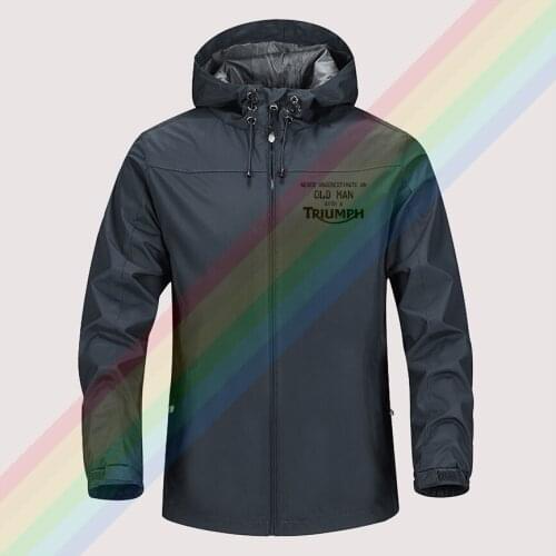 A Triumph Motorbike 1371 Winter Jacket Men Lightweight Hooded Zipper Waterproof Coat Windproof Outdoor Sportswear Asian size