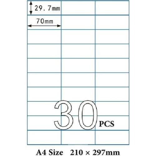 50 Sheets A4 Sticker 70X29.7 mm 30pcs In One A4 Sheet A4 Self adhesive Sticker Printing Address Label For Inkjet Laser Printer