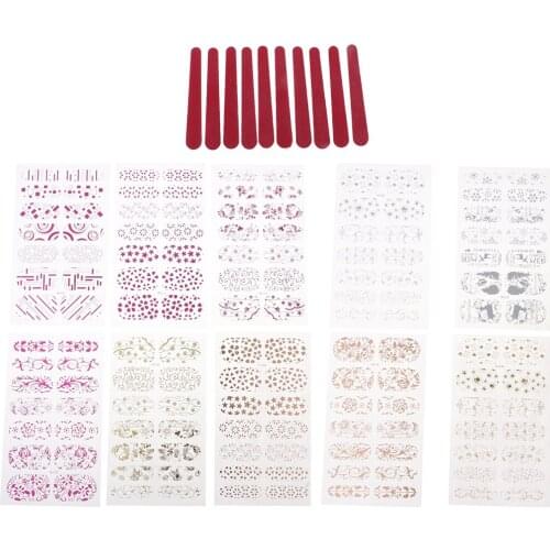 Nail Art Stickers 3D Flower Charms Cute Cartoon Nails Decals With Nail File