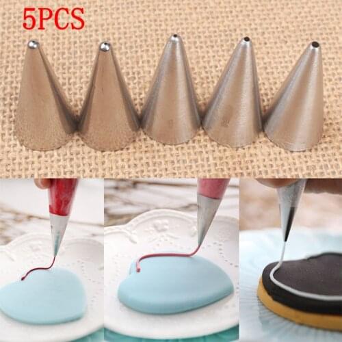 5Pcs/Set Round Stainless Steel Piping Tips Cake Pastry Cookie Cream Nozzles Icing Piping Cake Decorating Tools Pastry Nozzle