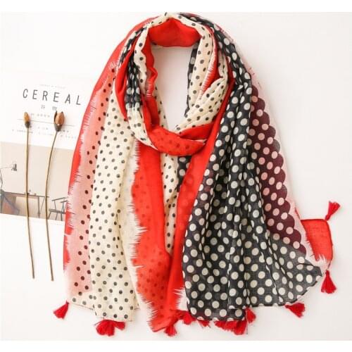 2020 New Long Polika Spot Print Tassel Scarf Shawls Women Soft Viscose Sot Pattern Scarves Wrap Hijab Free Shipping