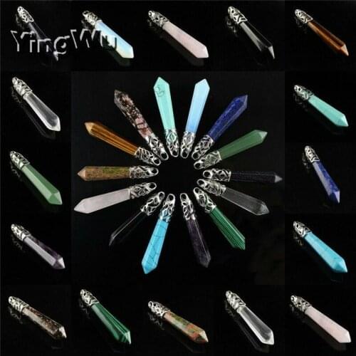 Wholesales 20pcs Lot Reiki Natural Stone Amulet Healing Tiger Eye Crystal Pendant Hexagonal Pendulum for Men Women Jewelry