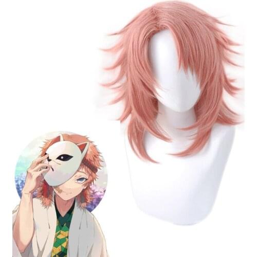 Anime Demon Slayer Kimetsu no Yaiba Sabito Wig Cosplay Costume Men Women Heat Resistant Synthetic Hair Wigs +Wig Cap