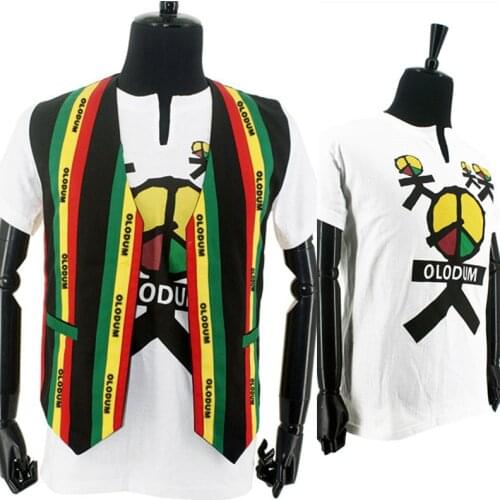 Rare MJ Michael Jackson Olodum Brazil MV Retro Anti-war They don't care about us Vest Tshirt waistcoat For Peace