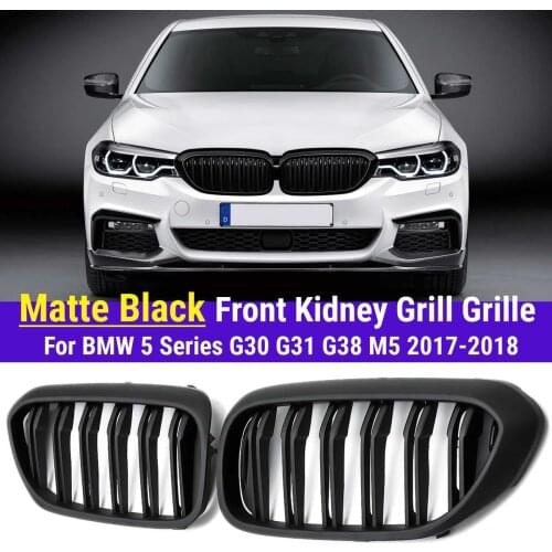 Front Bumper Kidney Grille Grill for BMW G30 G31 G38 5 Series 525I 530I 540I 550I 2017-2018 ABS Black Double Line Kidney Grill